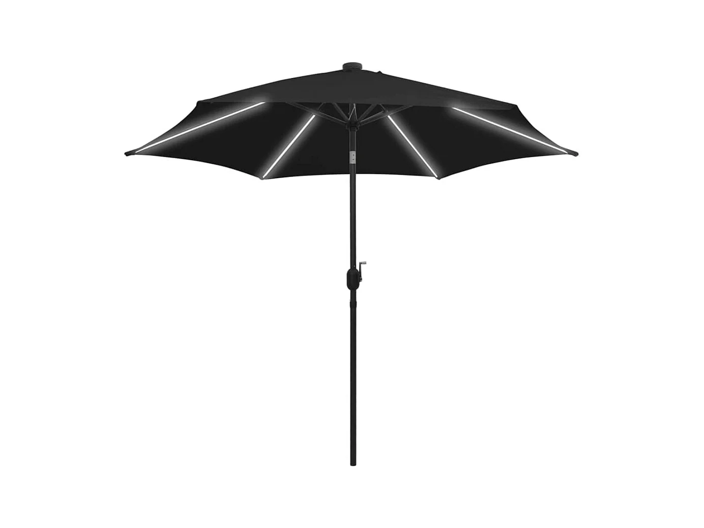 Perind  Parasol de jardin avec lumières LED et mât en aluminium noir