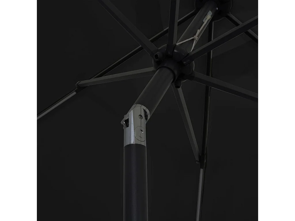 Perind  Parasol de jardin avec lumières LED et mât en aluminium noir