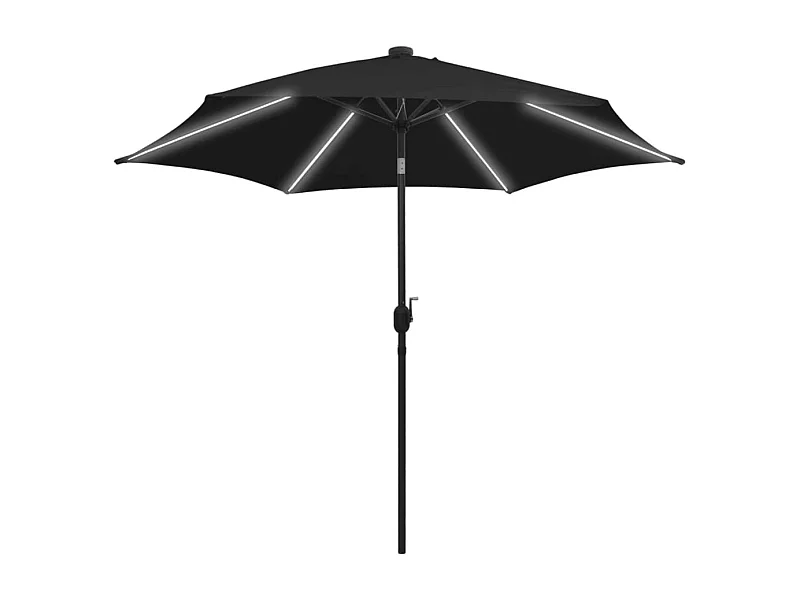 Perind  Parasol de jardin avec lumières LED et mât en aluminium noir