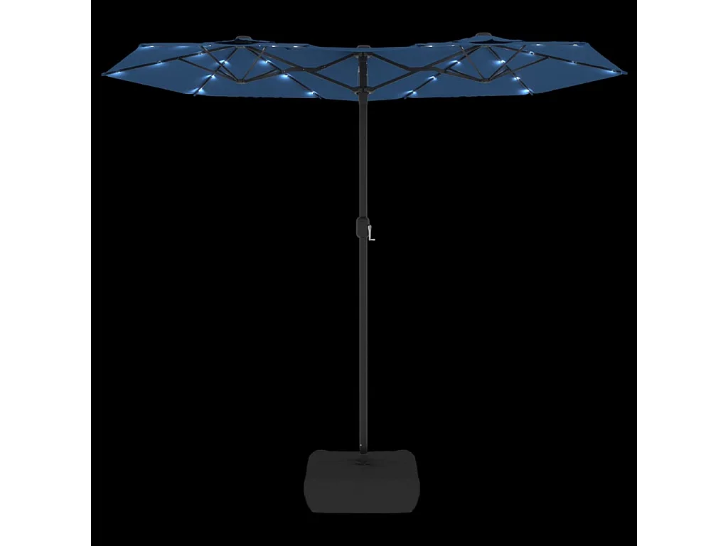 Vanyra  Parasol de jardin à double tête avec LED bleu azuré 316x145 cm
