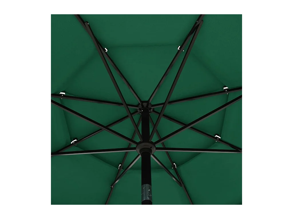 Nijkerk  Parasol de jardin à 3 niveaux avec mât en aluminium vert 3,5 m