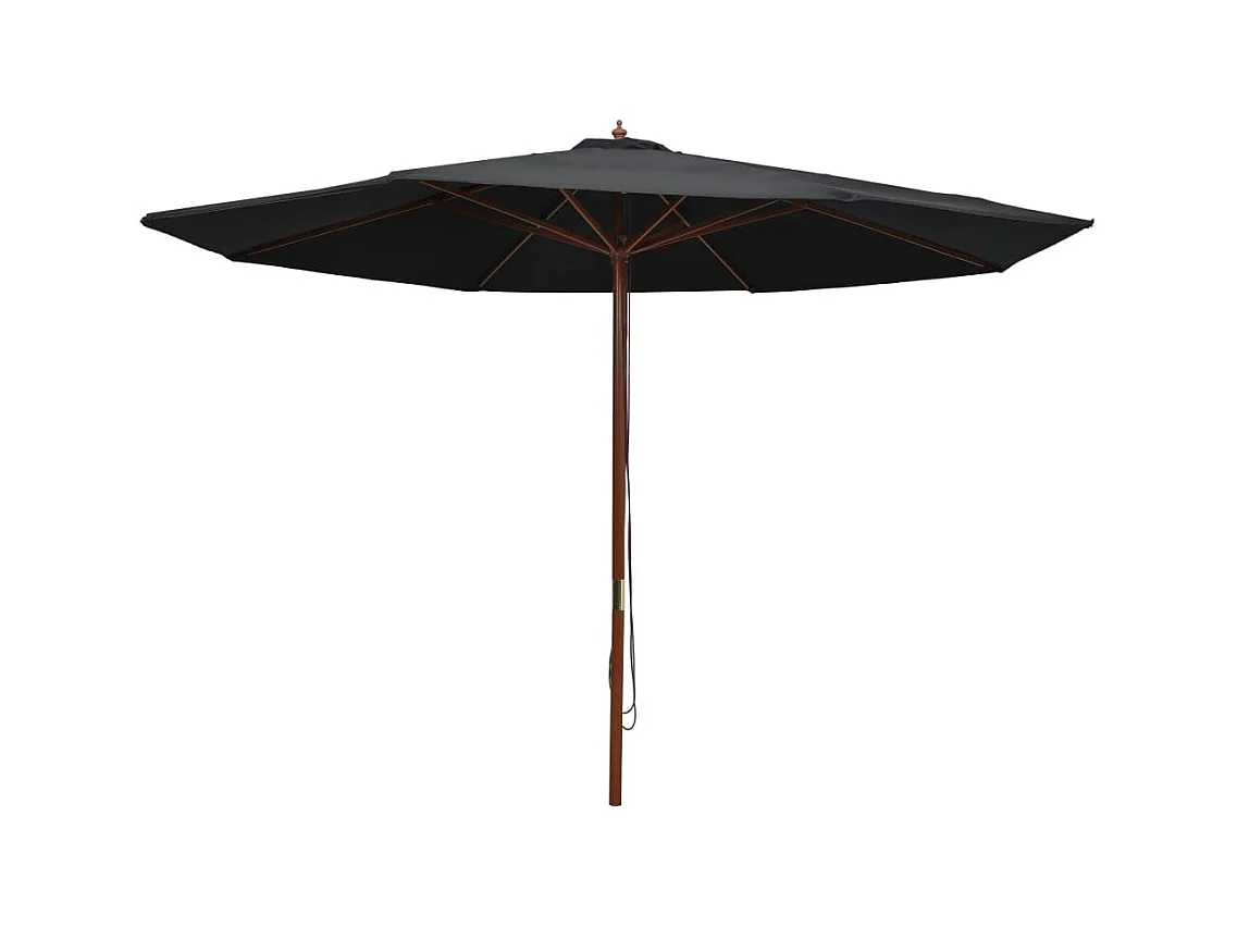 Hollywood  Parasol d'extérieur avec mât en bois 350 cm Noir
