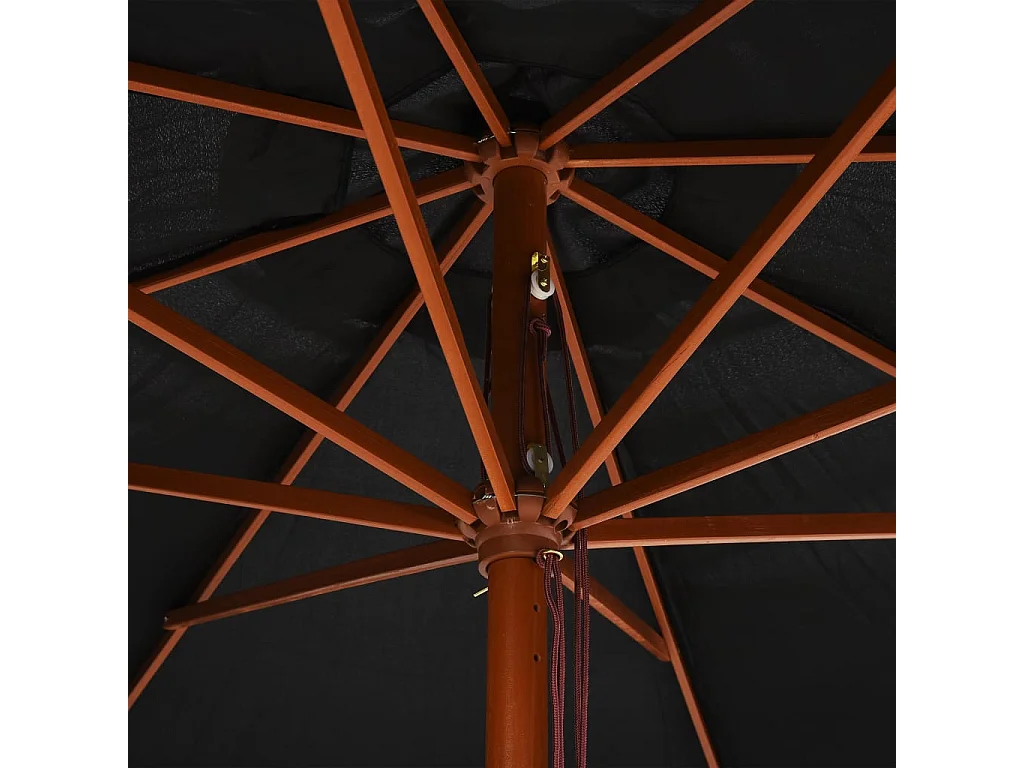 Hollywood  Parasol d'extérieur avec mât en bois 350 cm Noir