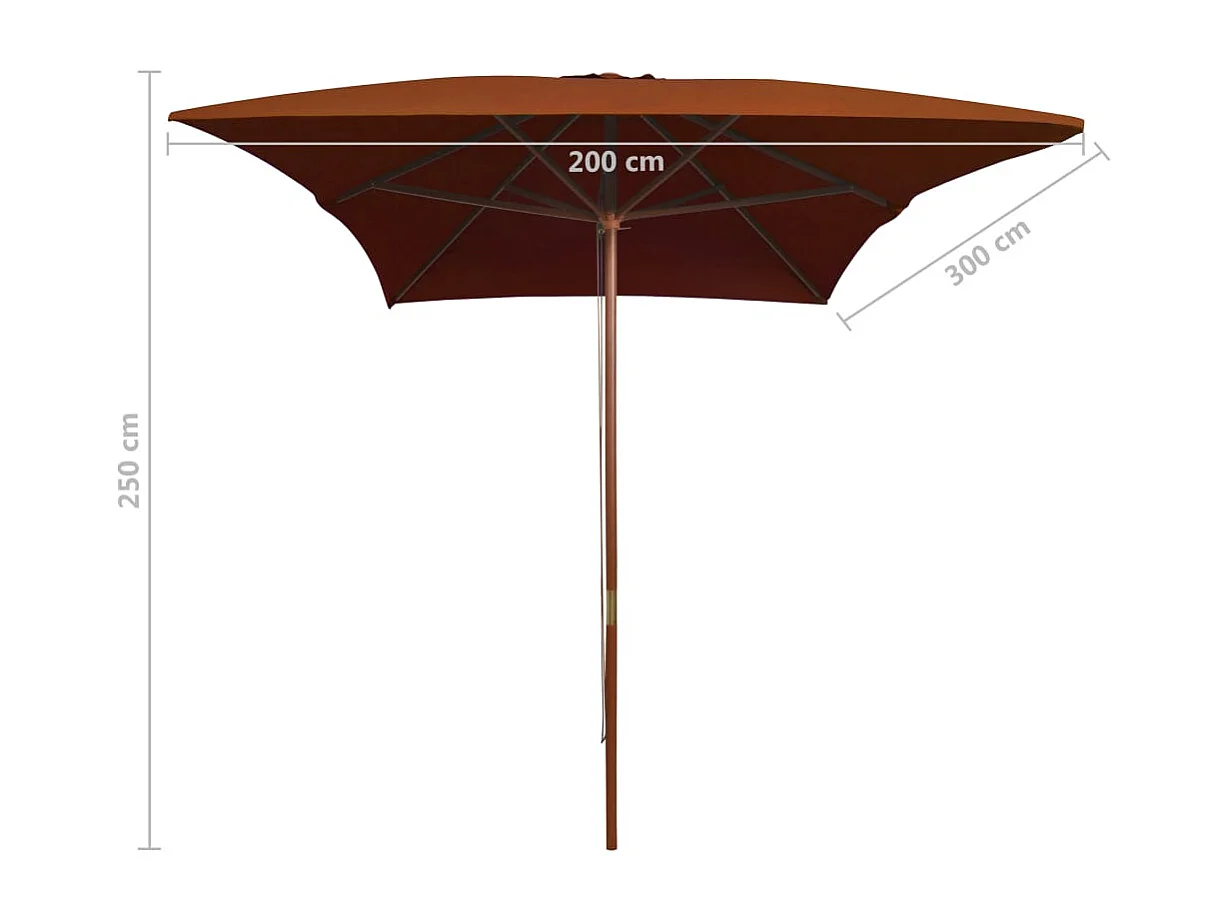 Isabel María  Parasol de jardin avec mât en bois terre cuite 200x300 cm