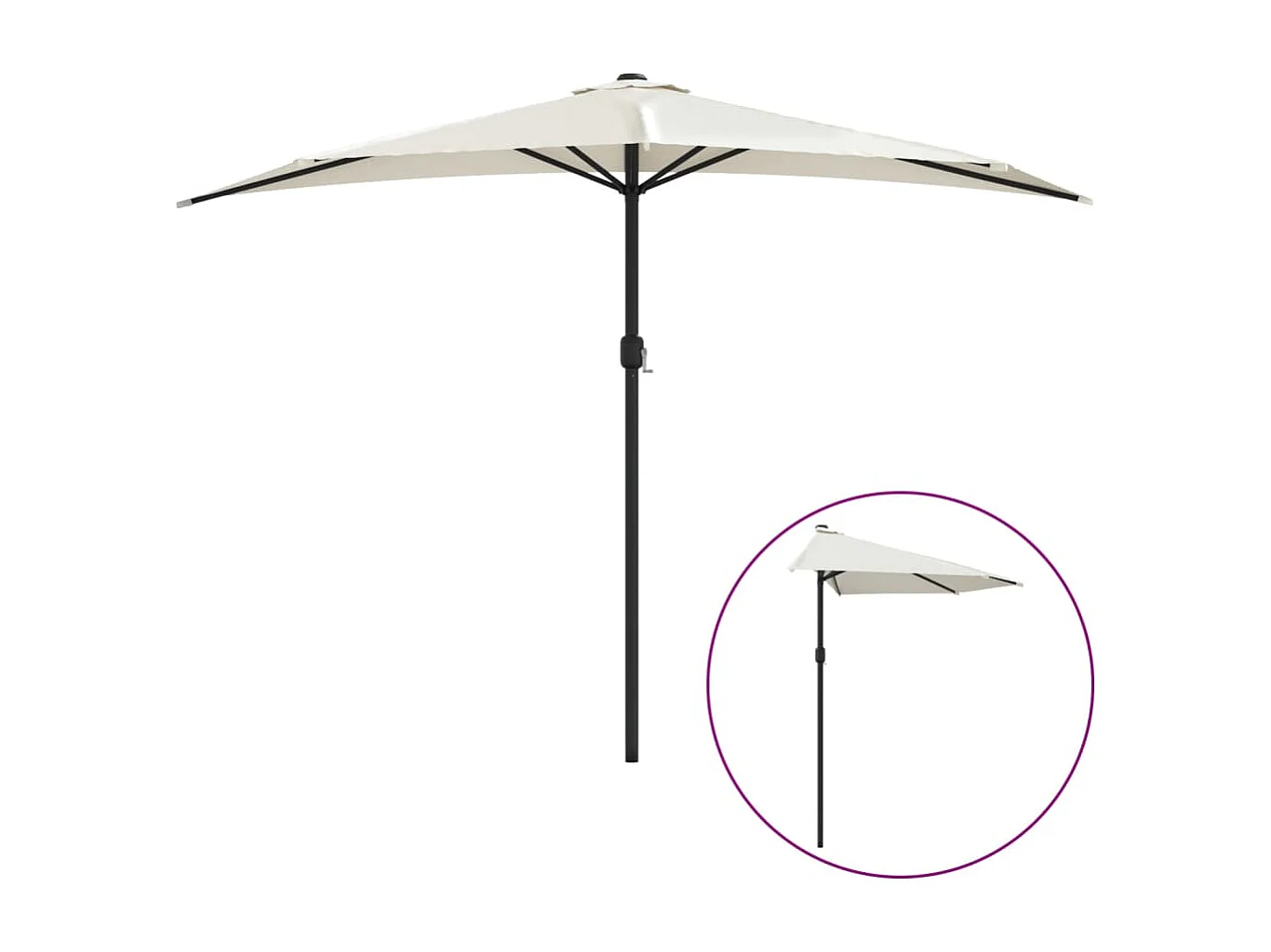 Vilde Kristine  Balkonparasol half met aluminium paal 300x155 cm zandkleurig