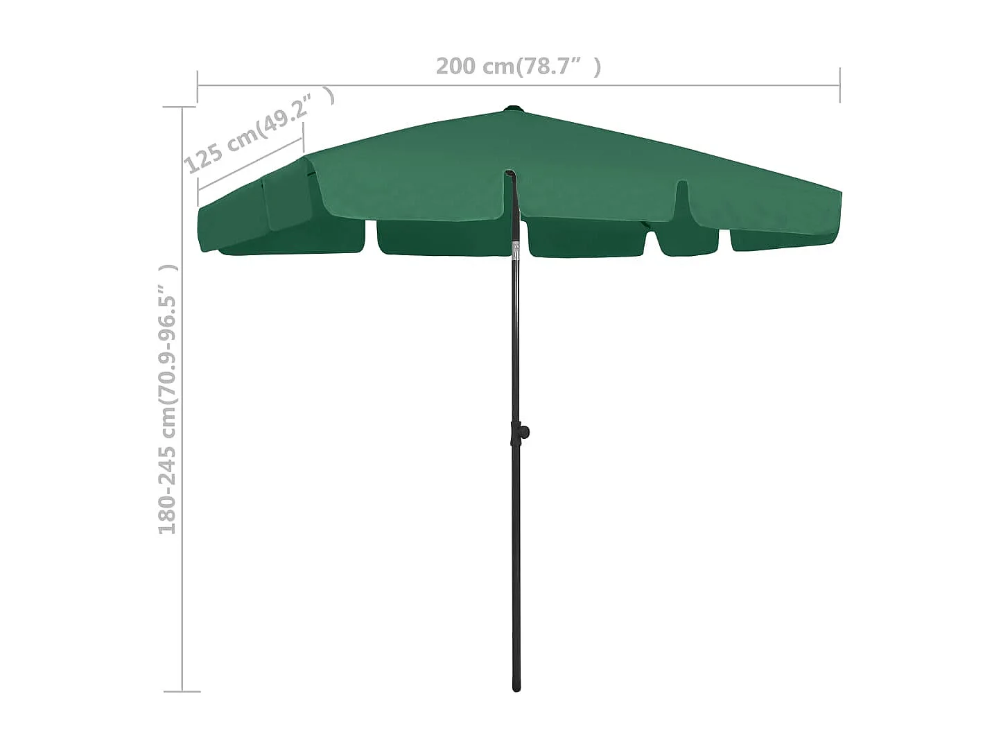 Roxanne  Strandparasol 200x125 cm groen