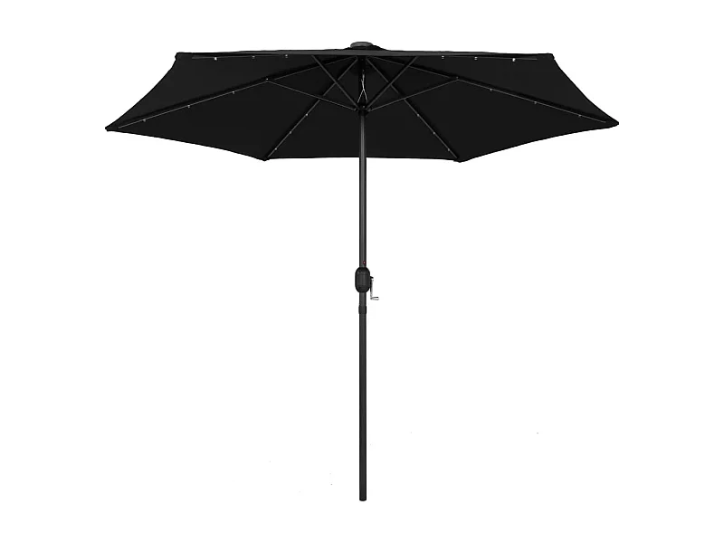 Jenine  Parasol de jardin avec lumières LED et mât en aluminium noir