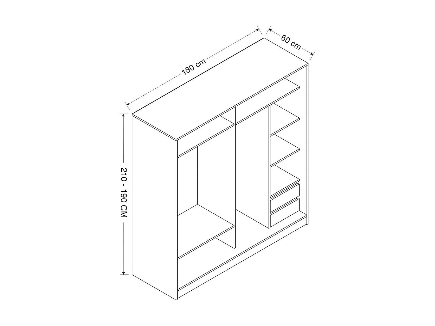 Armoire double penderie portes coulissantes, effet bois BYRON