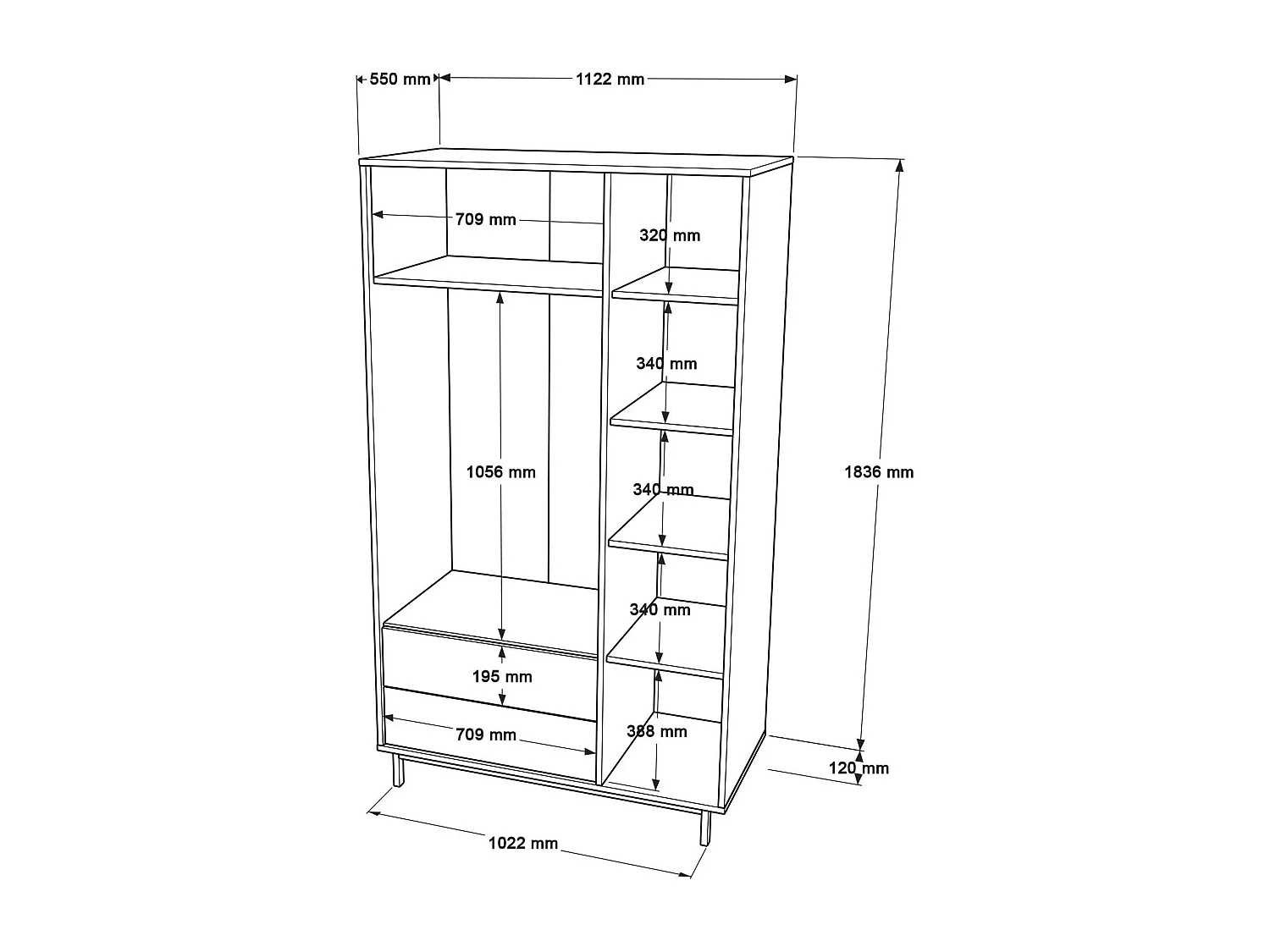 Armoire penderie blanche style moderne - 3 portes BYRON