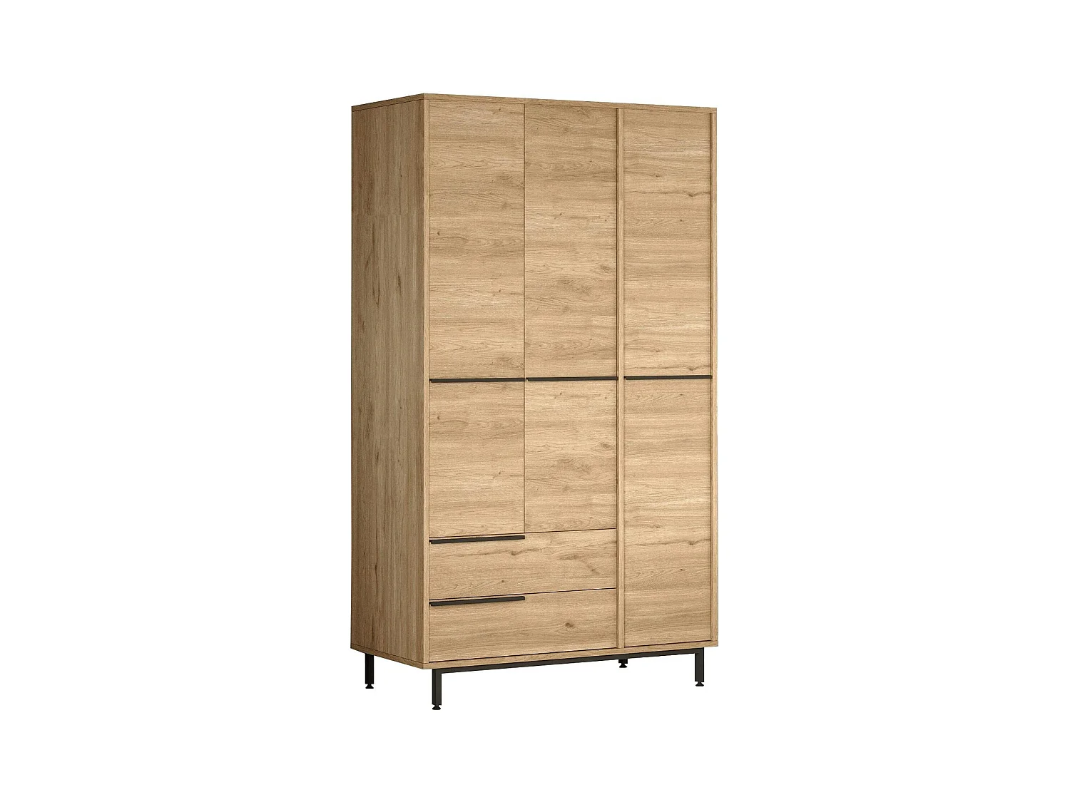 Armoire penderie moderne effet bois - 3 portes BYRON