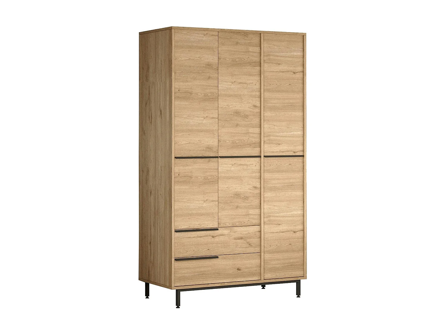 Armoire penderie moderne effet bois - 3 portes BYRON
