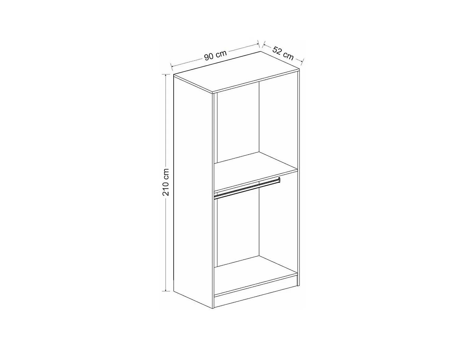 Armoire penderie moderne effet bois - 2 portes BYRON