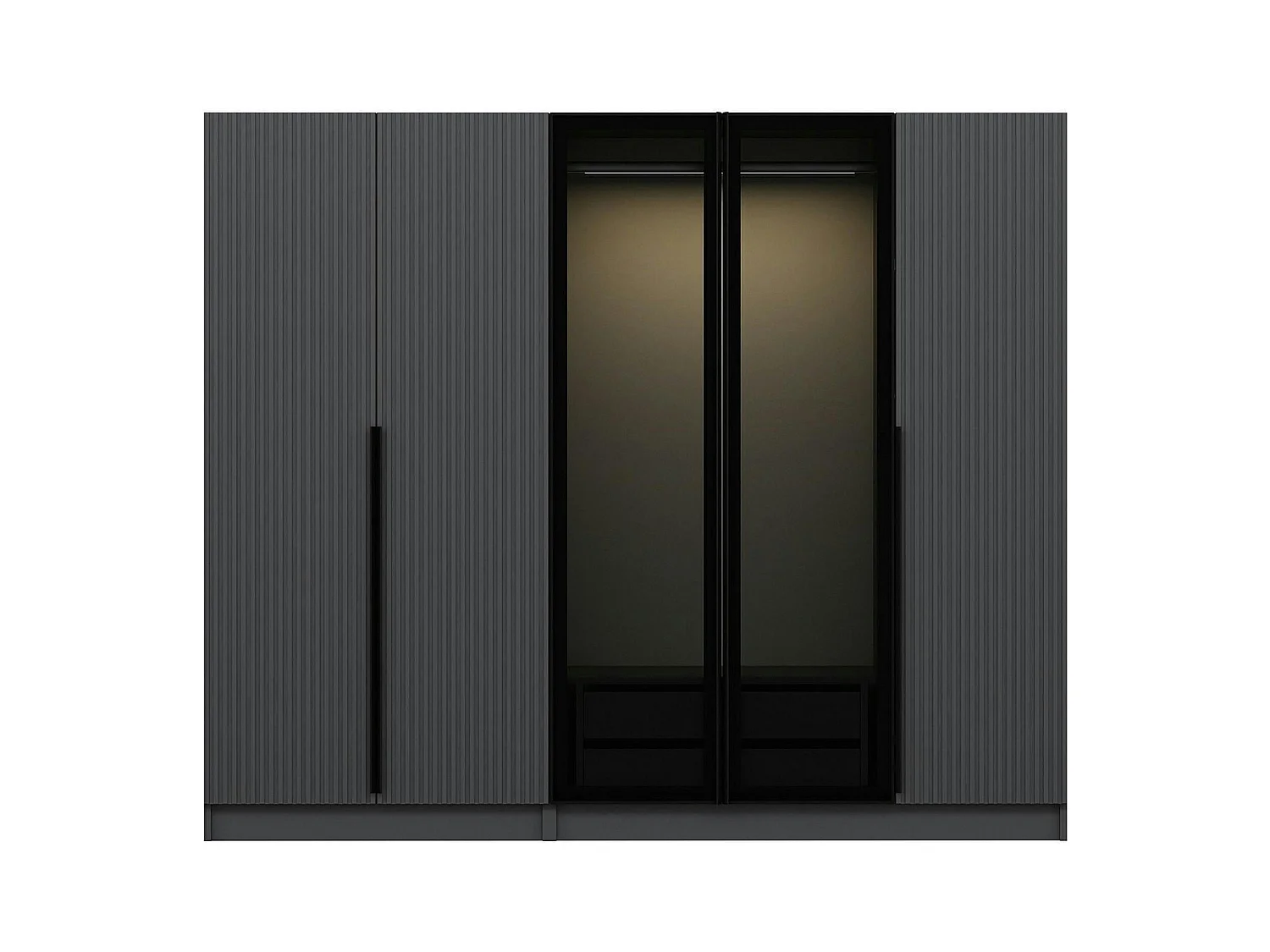 Armoire dressing design gris 2 portes verre BYRON