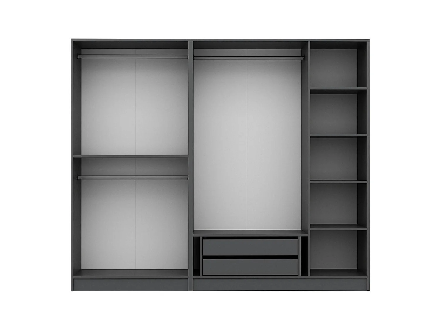 Armoire dressing design gris 2 portes verre BYRON