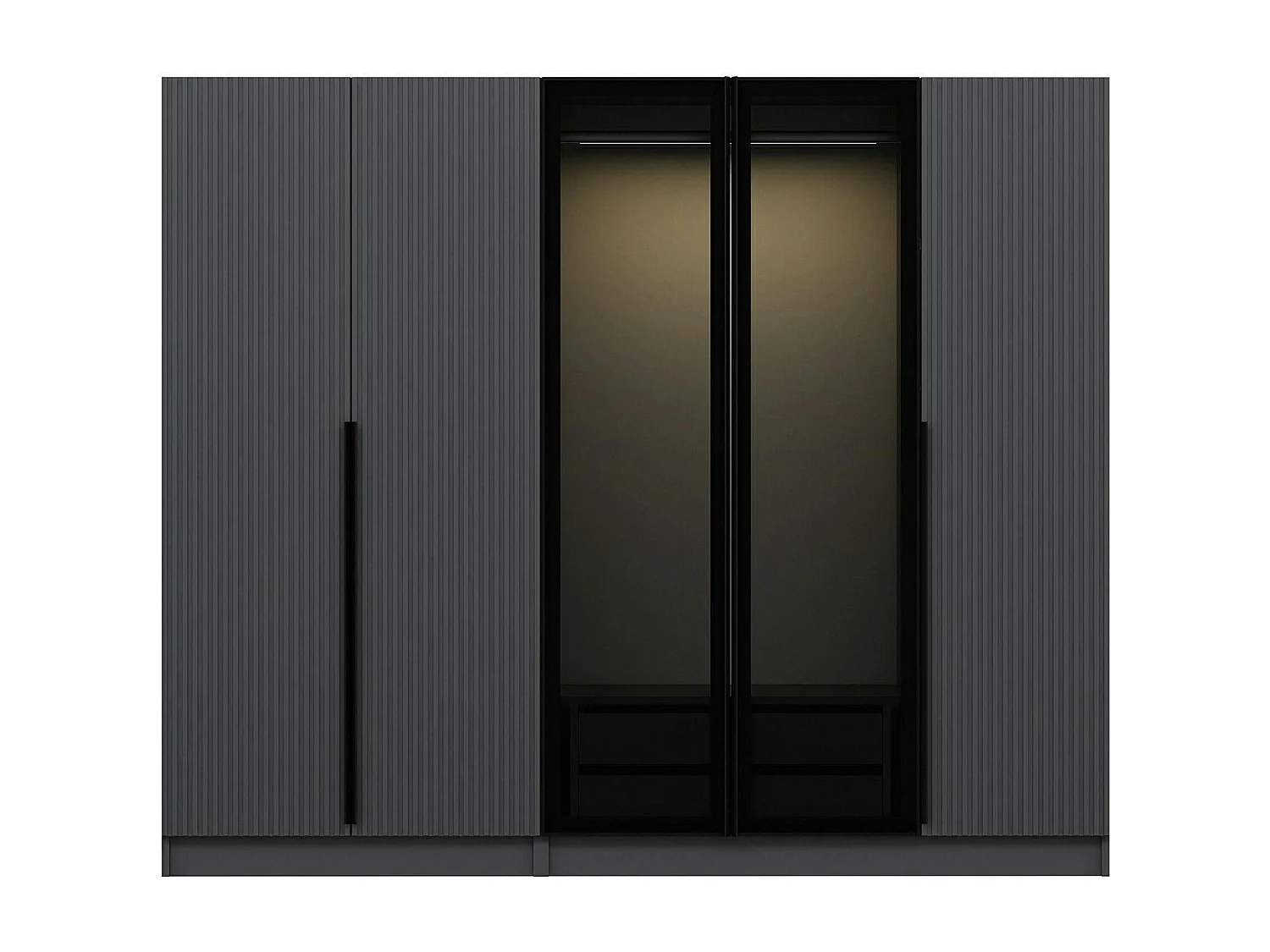 Armoire dressing design gris 2 portes verre BYRON