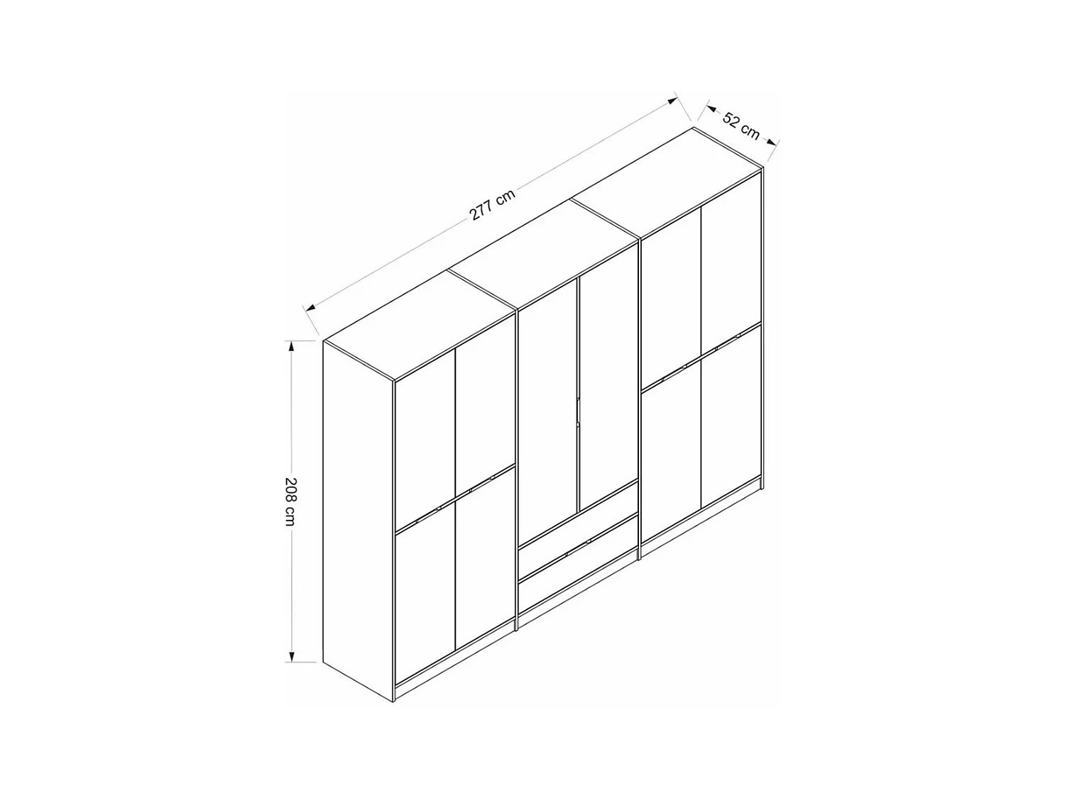 Armoire dressing chambre effet bois & blanc 277 cm BYRON