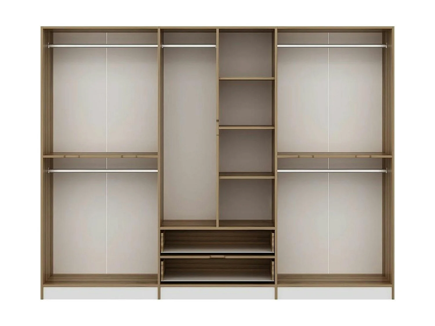 Armoire dressing chambre effet bois & blanc 277 cm BYRON