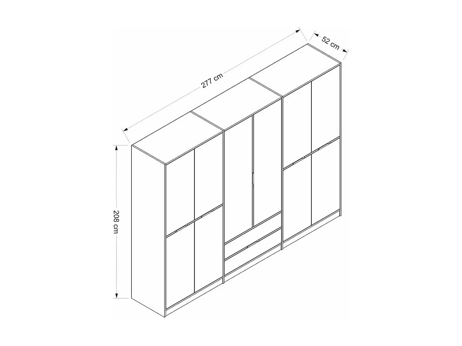 Armoire dressing chambre effet bois & blanc 277 cm BYRON