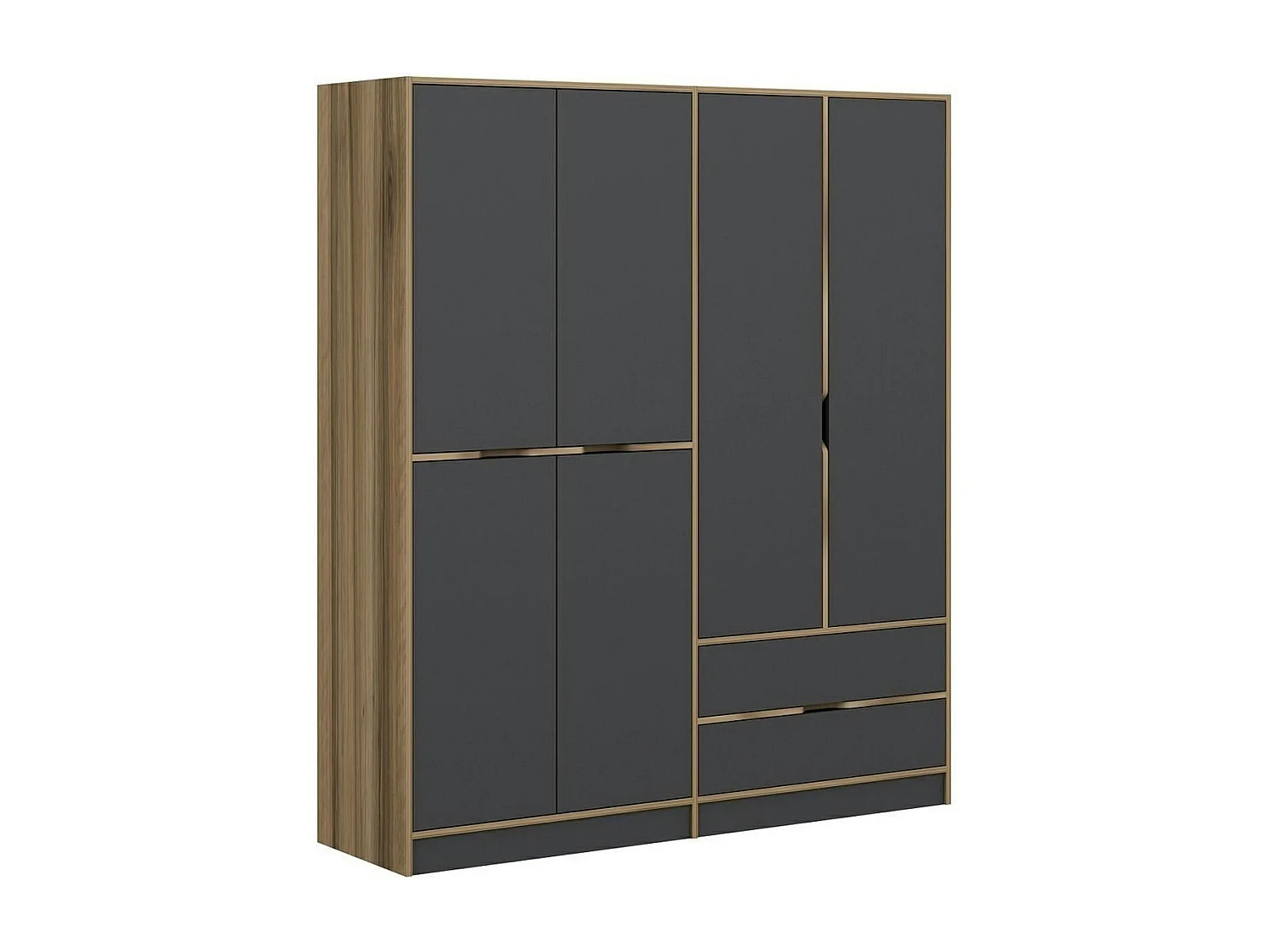 Armoire penderie moderne - 6 portes grises L.185 cm BYRON