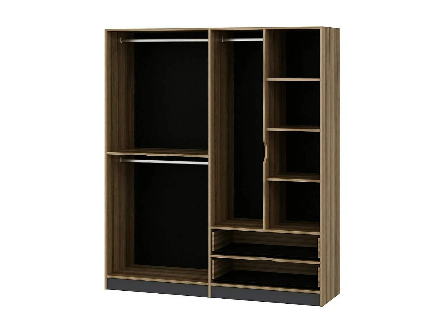 Armoire penderie moderne - 6 portes grises L.185 cm BYRON