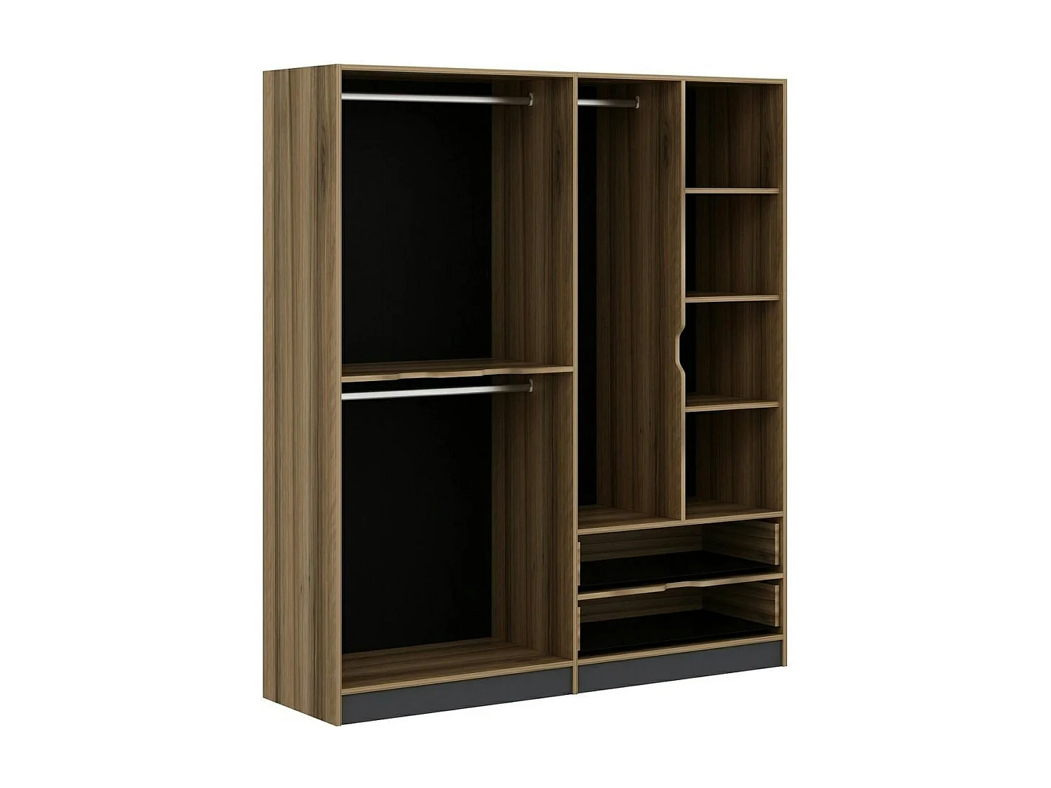 Armoire penderie moderne - 6 portes grises L.185 cm BYRON