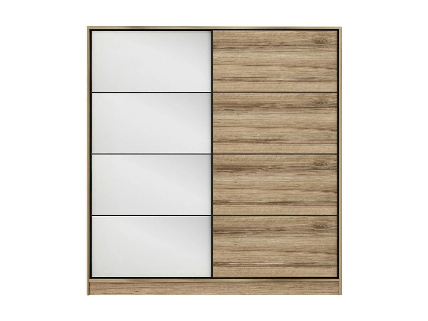 Armoire penderie coulissante effet bois et miroir BYRON