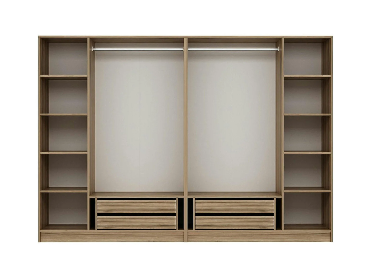 Armoire dressing moderne effet bois 6 portes H 270 cm BYRON