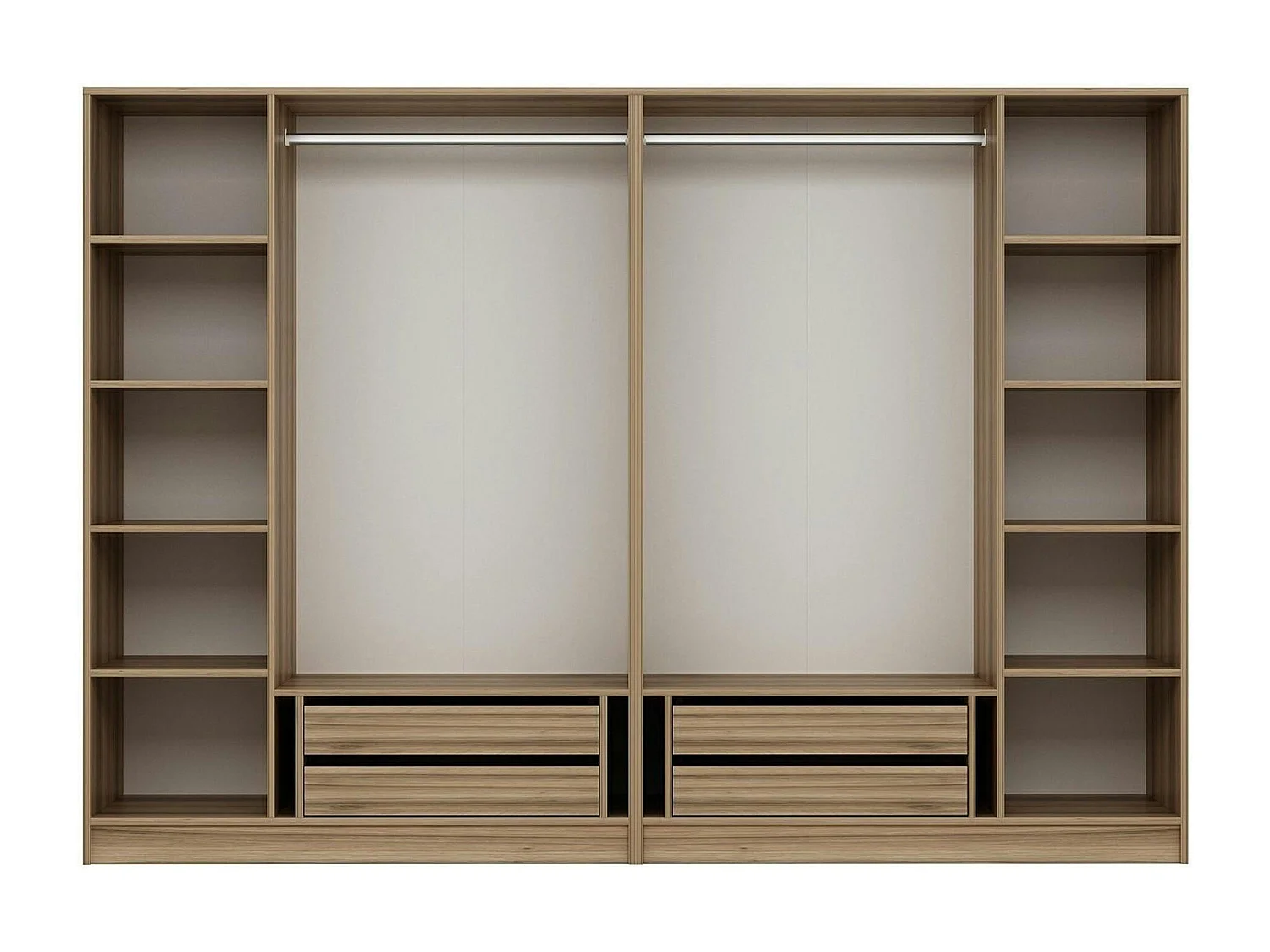 Armoire dressing moderne effet bois 6 portes H 270 cm BYRON