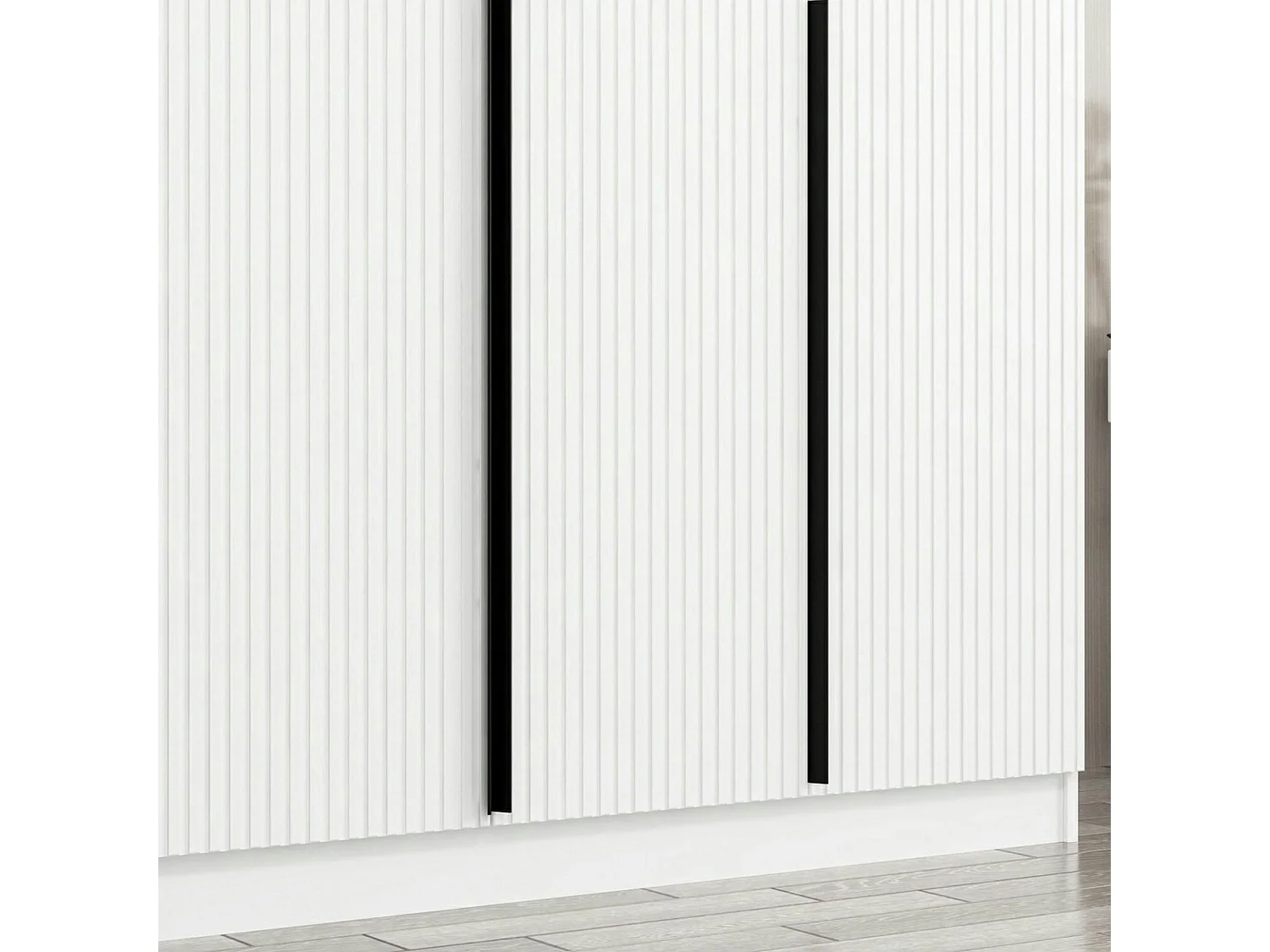 Armoire penderie blanche rainurée moderne H 210 cm BYRON