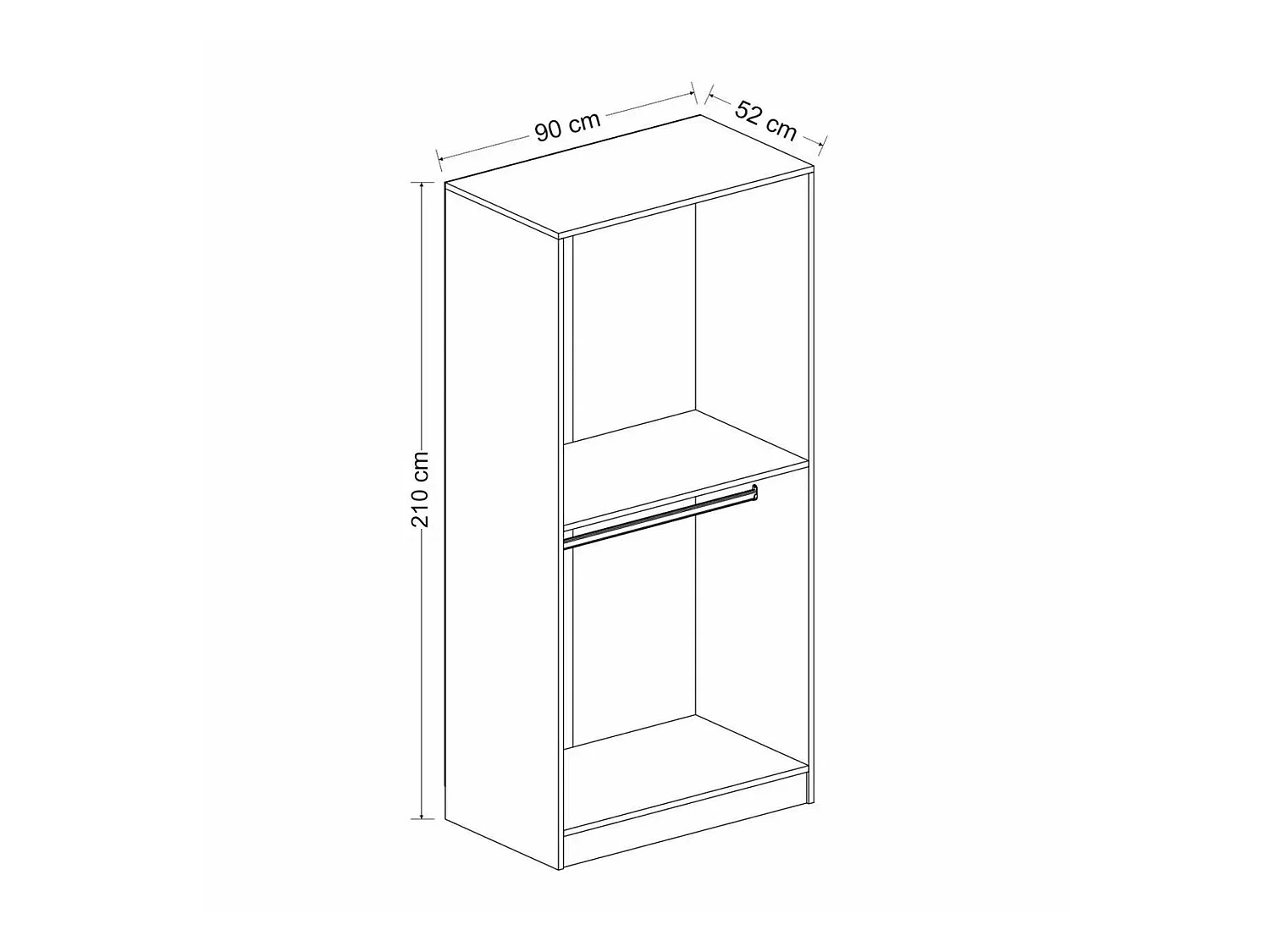 Armoire penderie grise vitrée - 2 portes H.210 cm BYRON