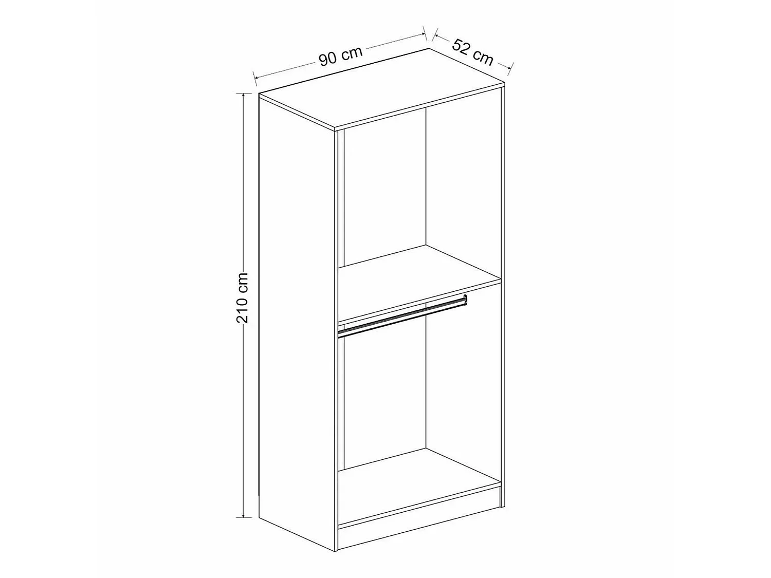Armoire penderie grise vitrée - 2 portes H.210 cm BYRON