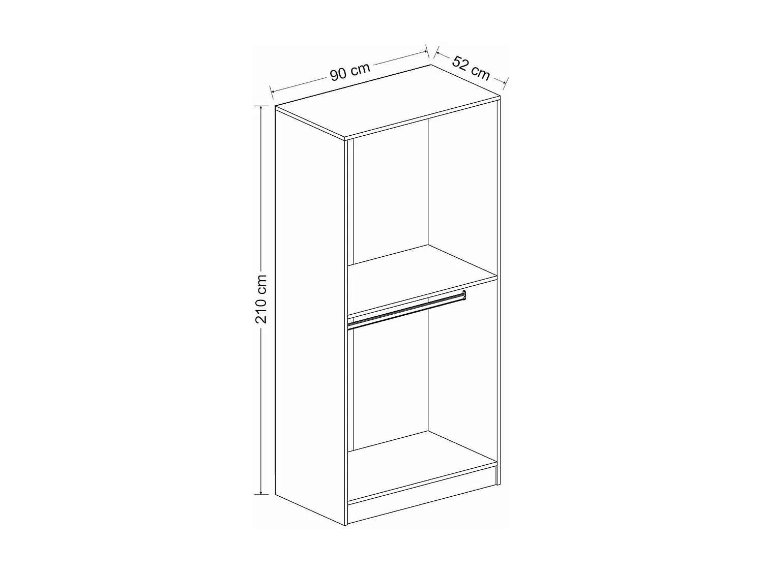 Armoire penderie design gris rainuré - 2 portes BYRON