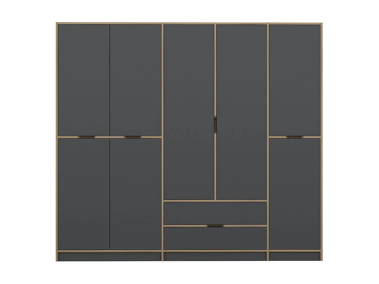 Armoire dressing chambre effet bois, 8 portes grises BYRON