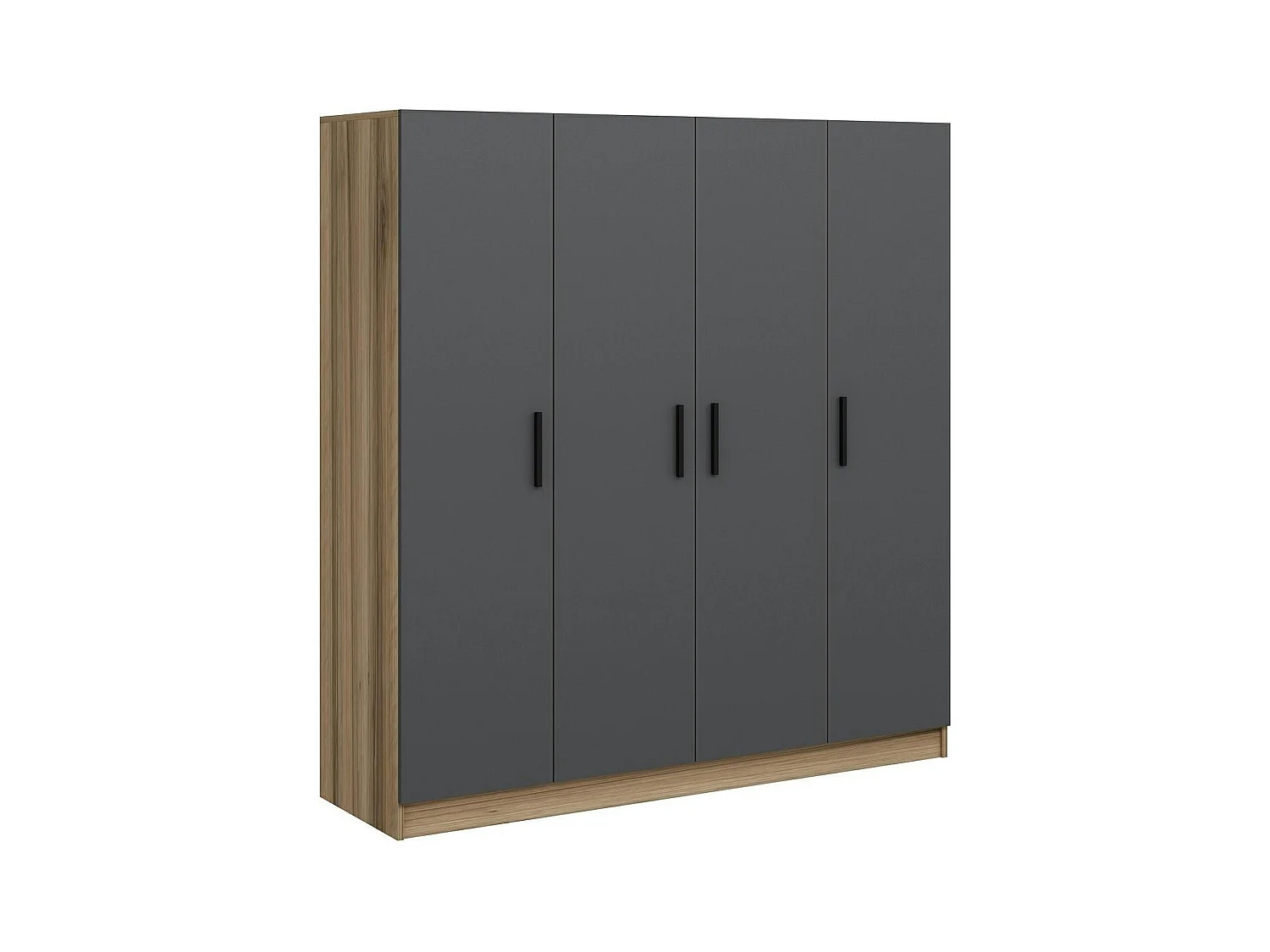 Armoire penderie moderne effet bois et gris BYRON