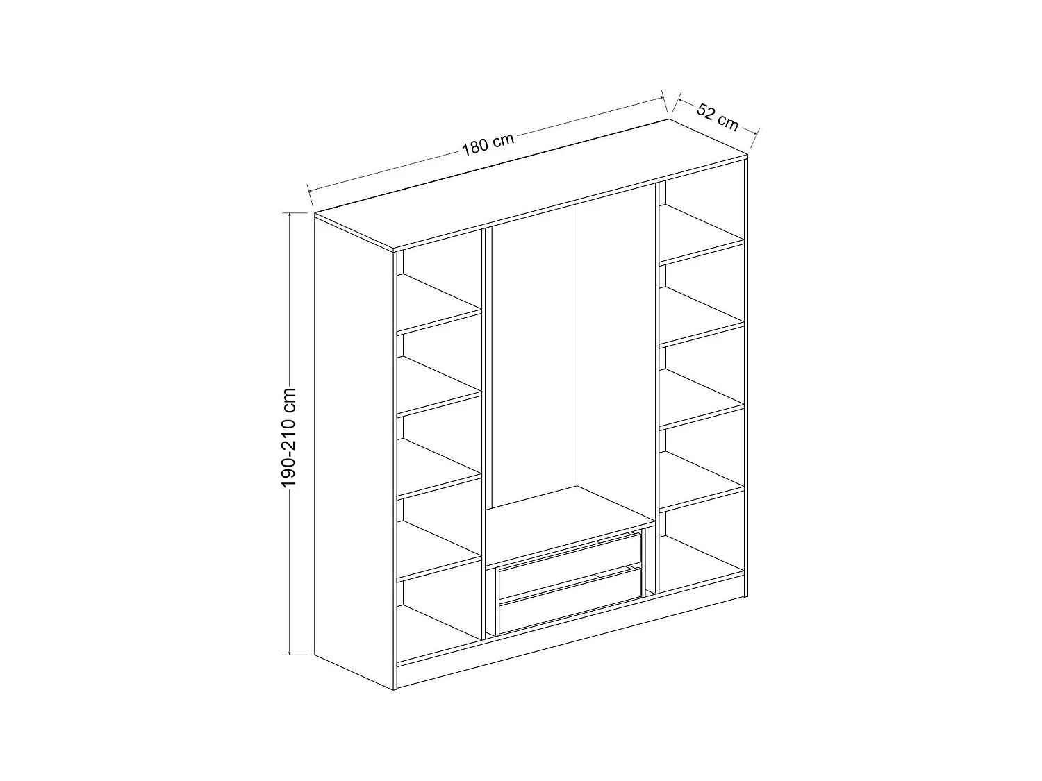 Armoire penderie moderne effet bois et gris BYRON