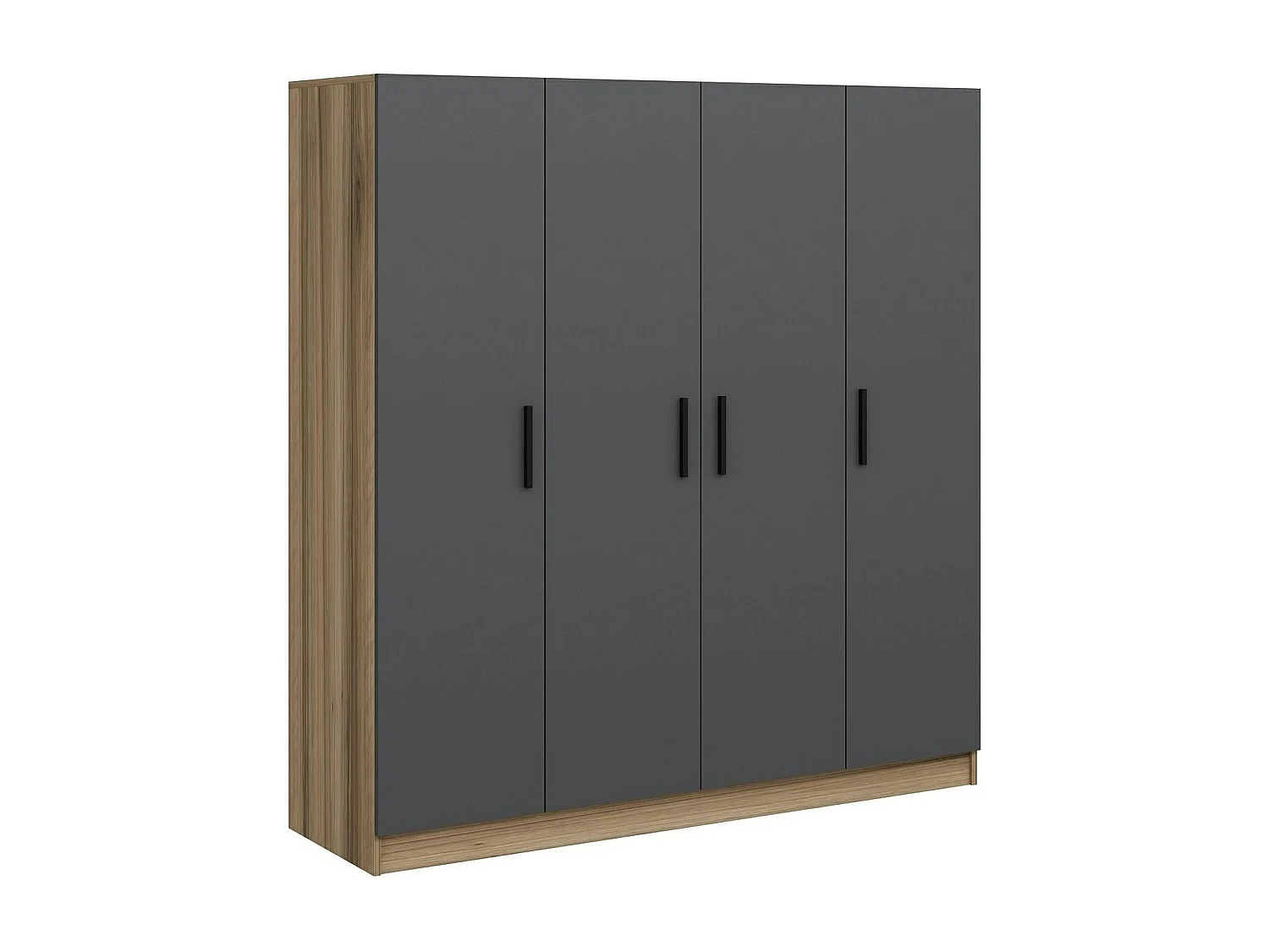 Armoire penderie moderne effet bois et gris BYRON