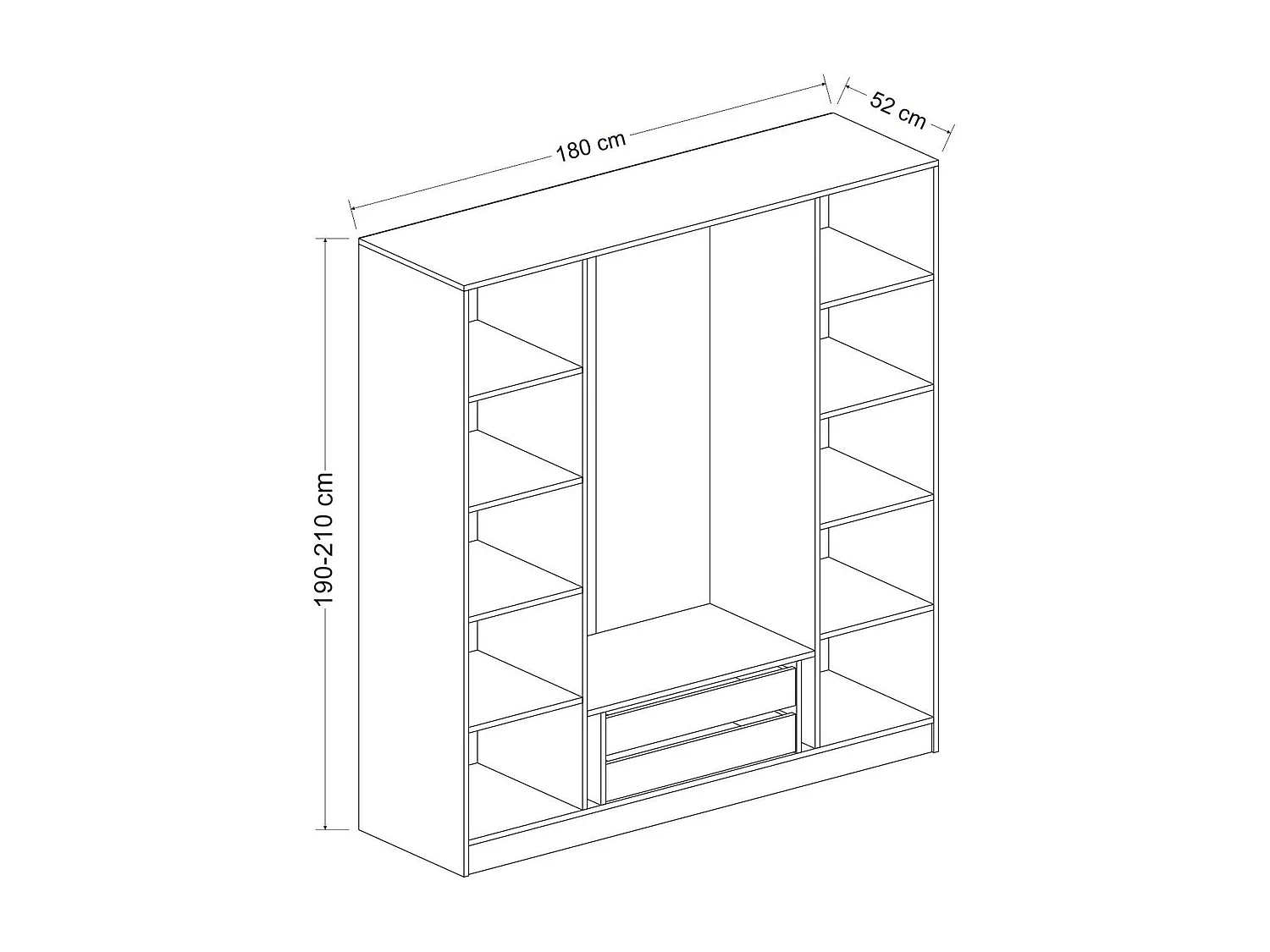 Armoire penderie moderne effet bois et gris BYRON