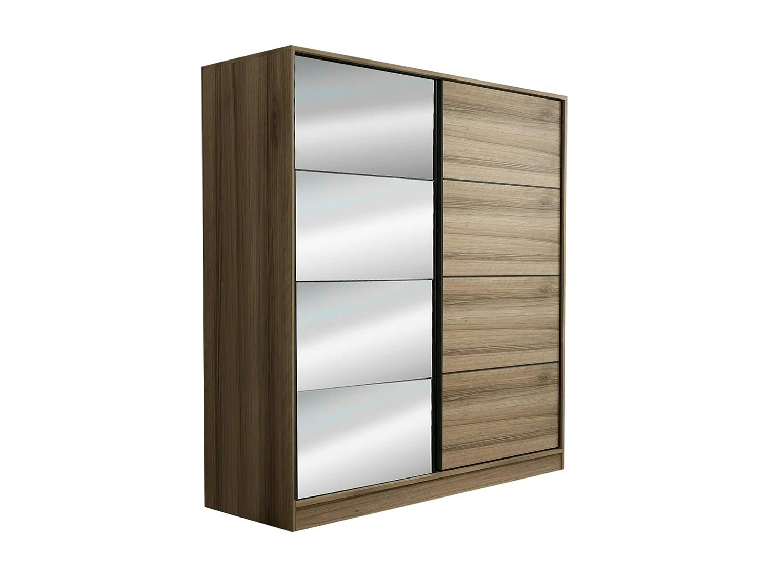 Armoire penderie coulissante effet bois 1 miroir H. 210 cm BYRON
