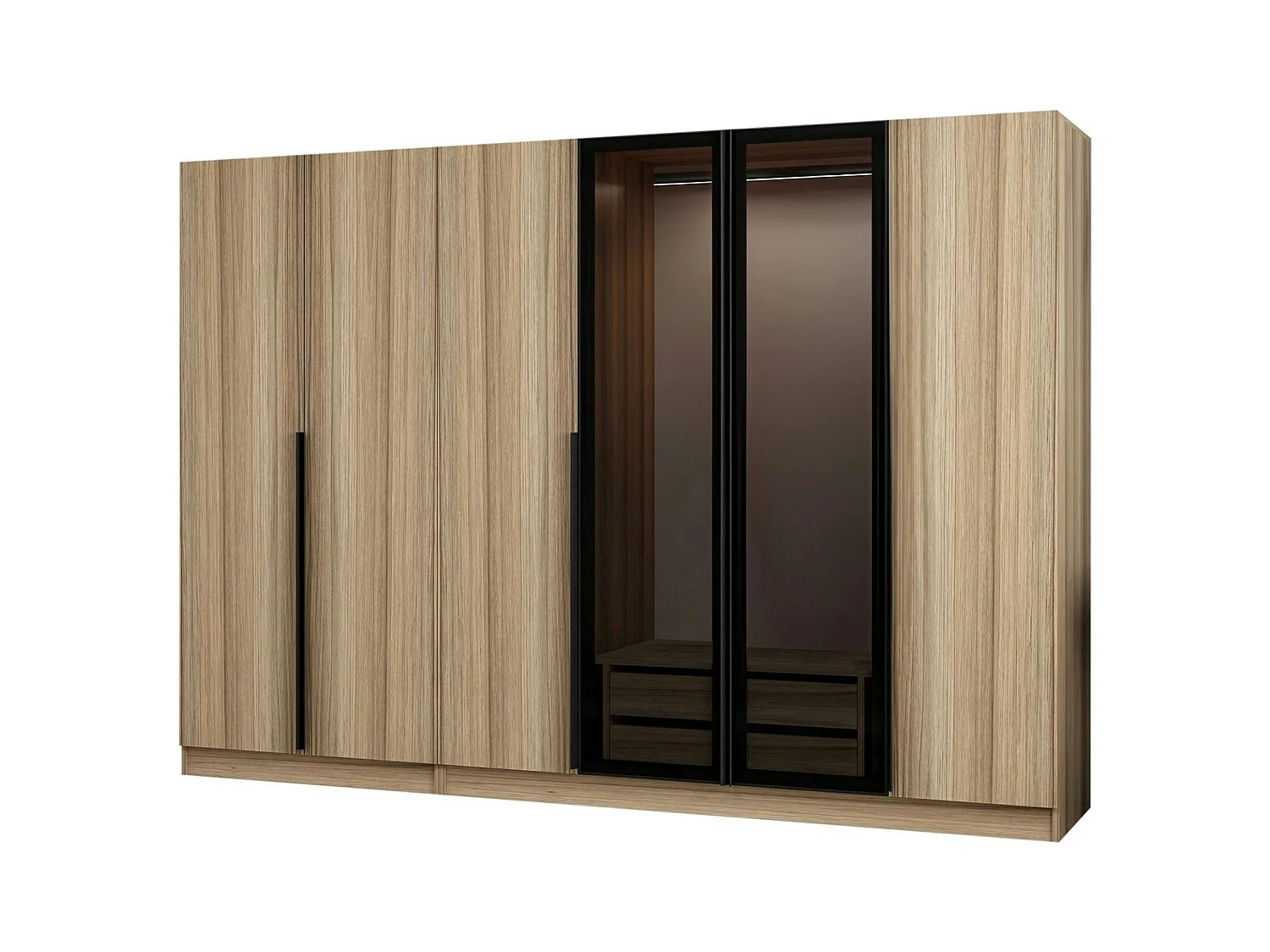 Armoire dressing design effet bois 2 portes verre L 270 cm BYRON
