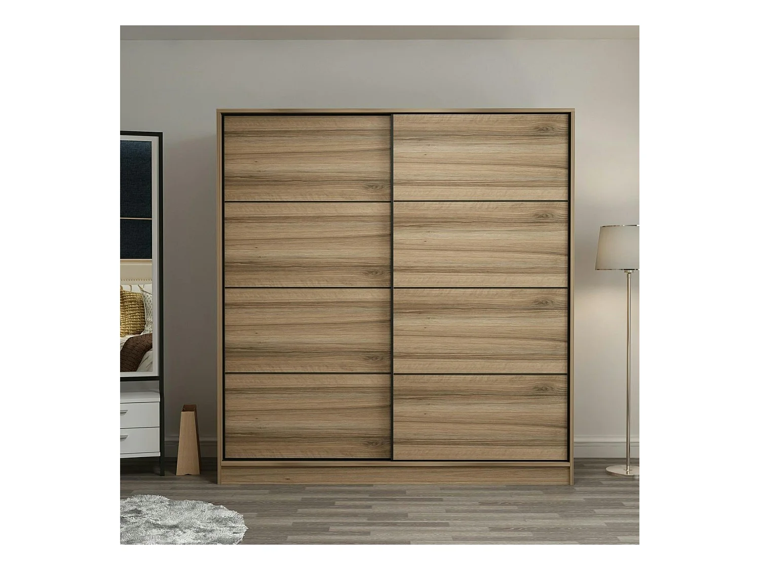 Armoire penderie 2 portes effet bois L.180 cm BYRON