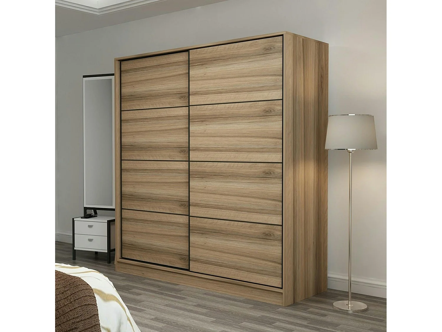 Armoire penderie 2 portes effet bois L.180 cm BYRON