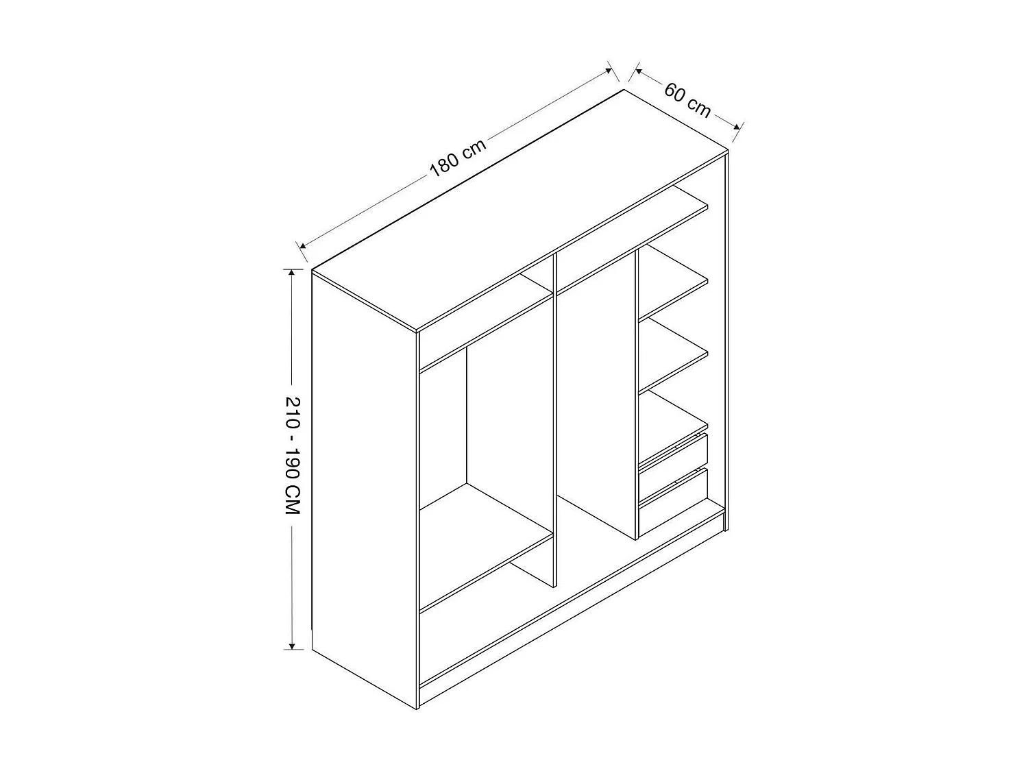 Armoire penderie 2 portes effet bois L.180 cm BYRON