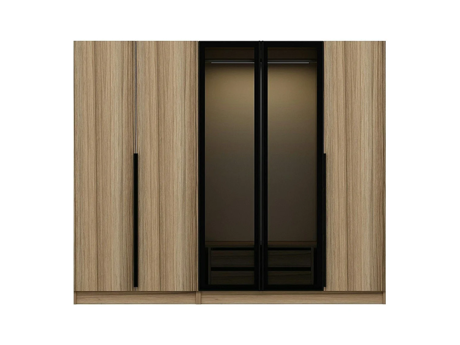 Armoire dressing design effet bois 2 portes vitrées BYRON