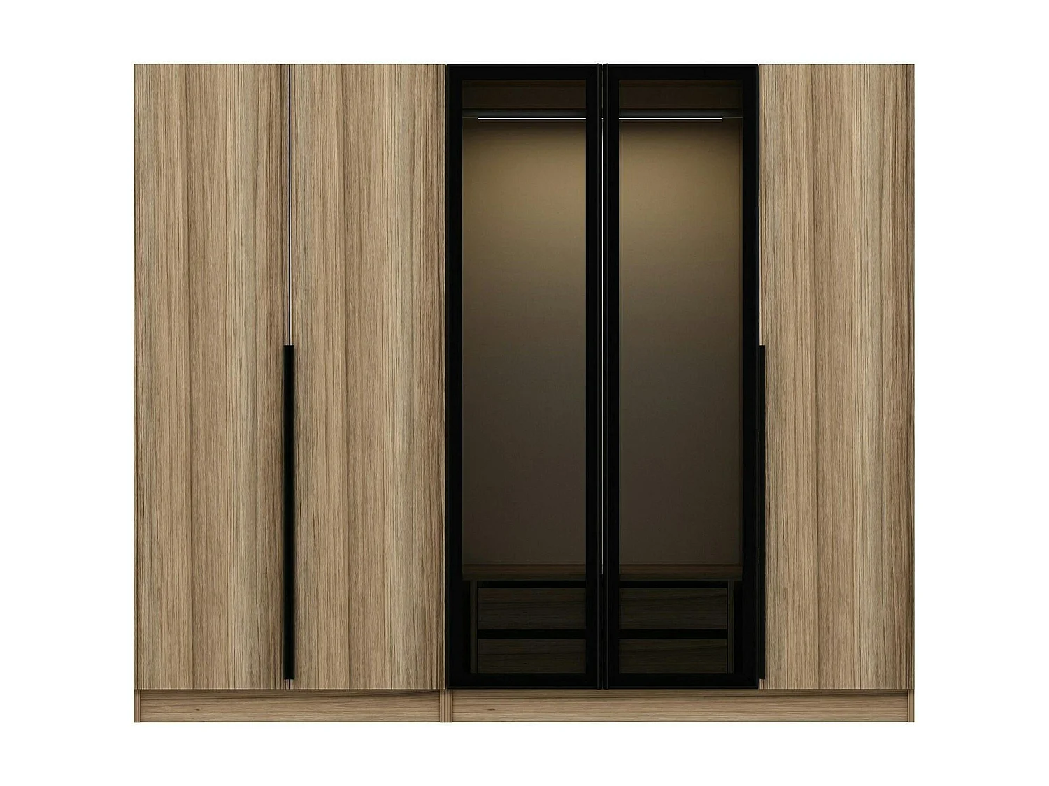 Armoire dressing design effet bois 2 portes vitrées BYRON