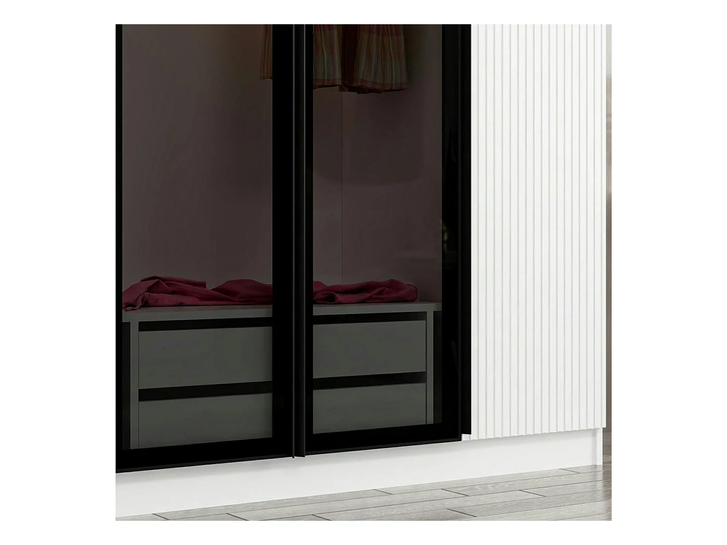 Armoire penderie blanche 2 portes vitrées H 210 cm BYRON