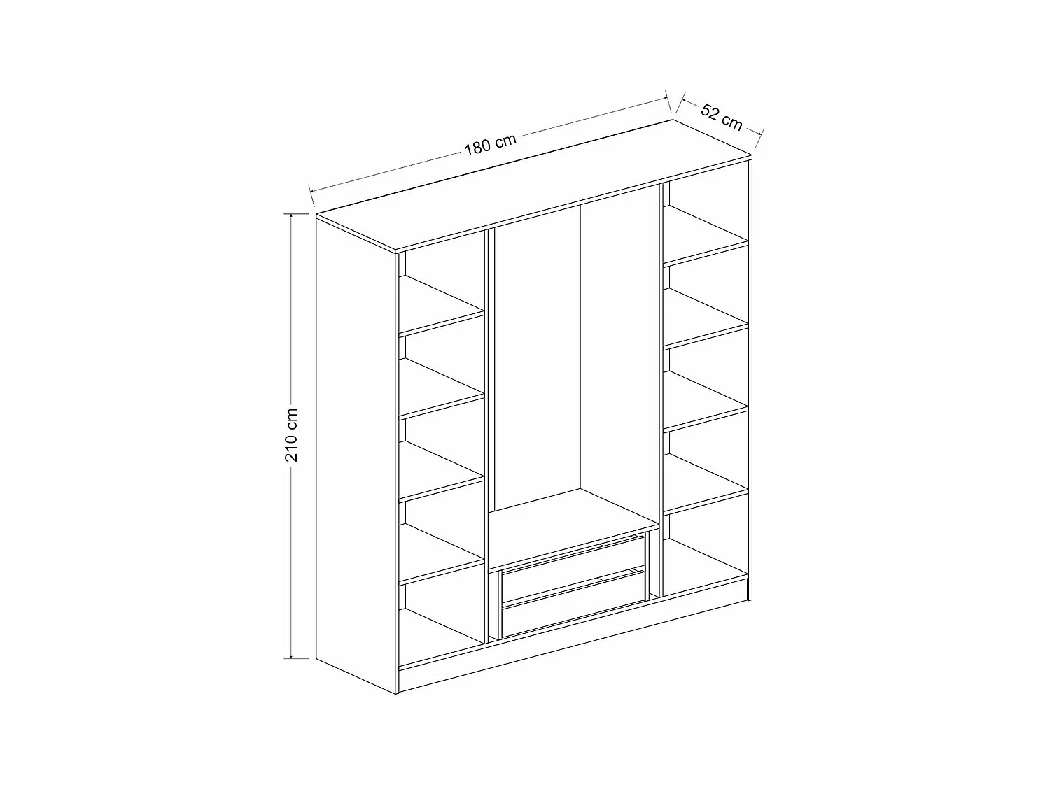 Armoire penderie blanche 2 portes vitrées H 210 cm BYRON