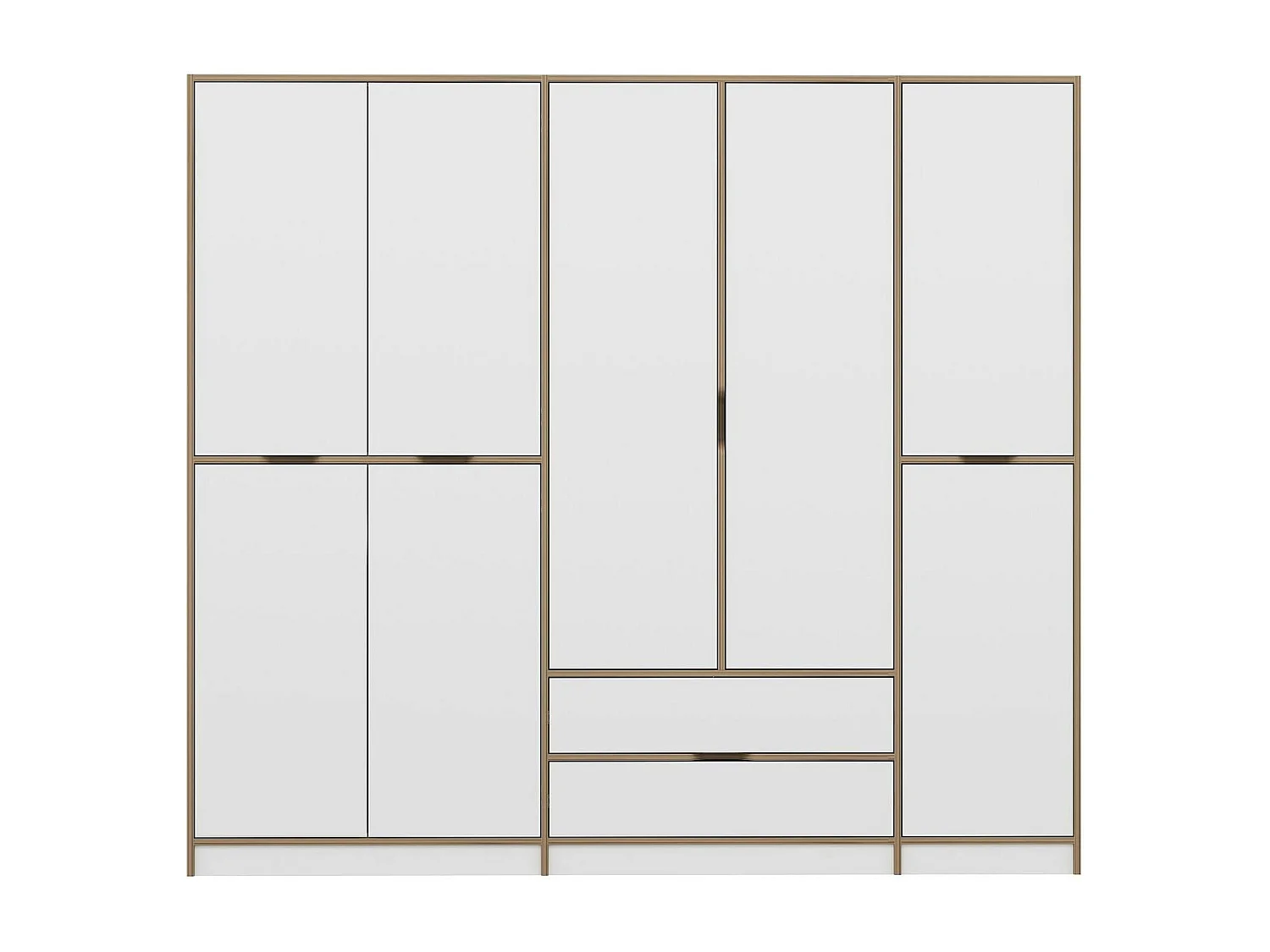 Armoire dressing chambre effet bois, 8 portes blanches BYRON