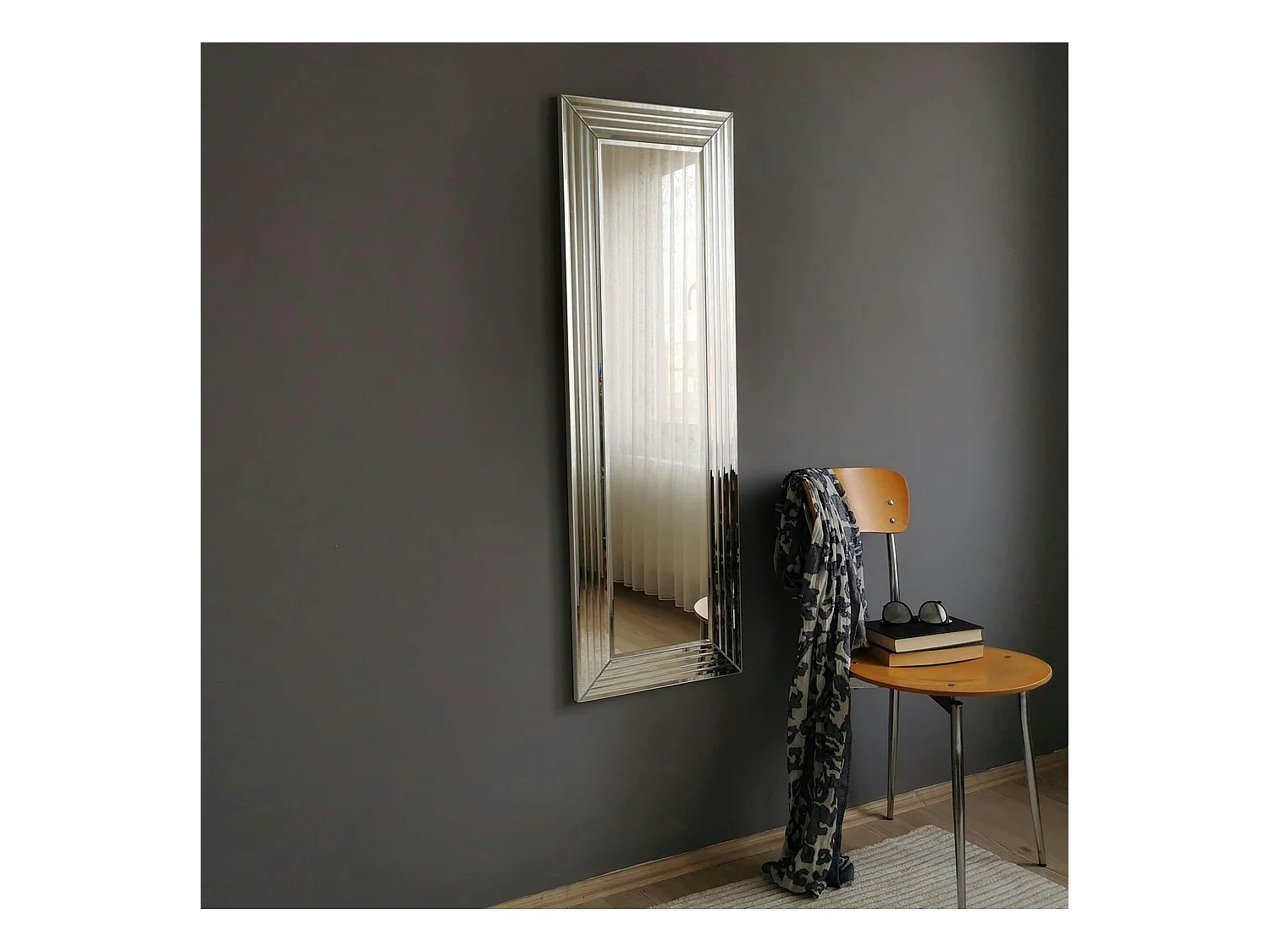 Miroir rectangulaire moderne chic - cadre rainuré 120 cm CODY