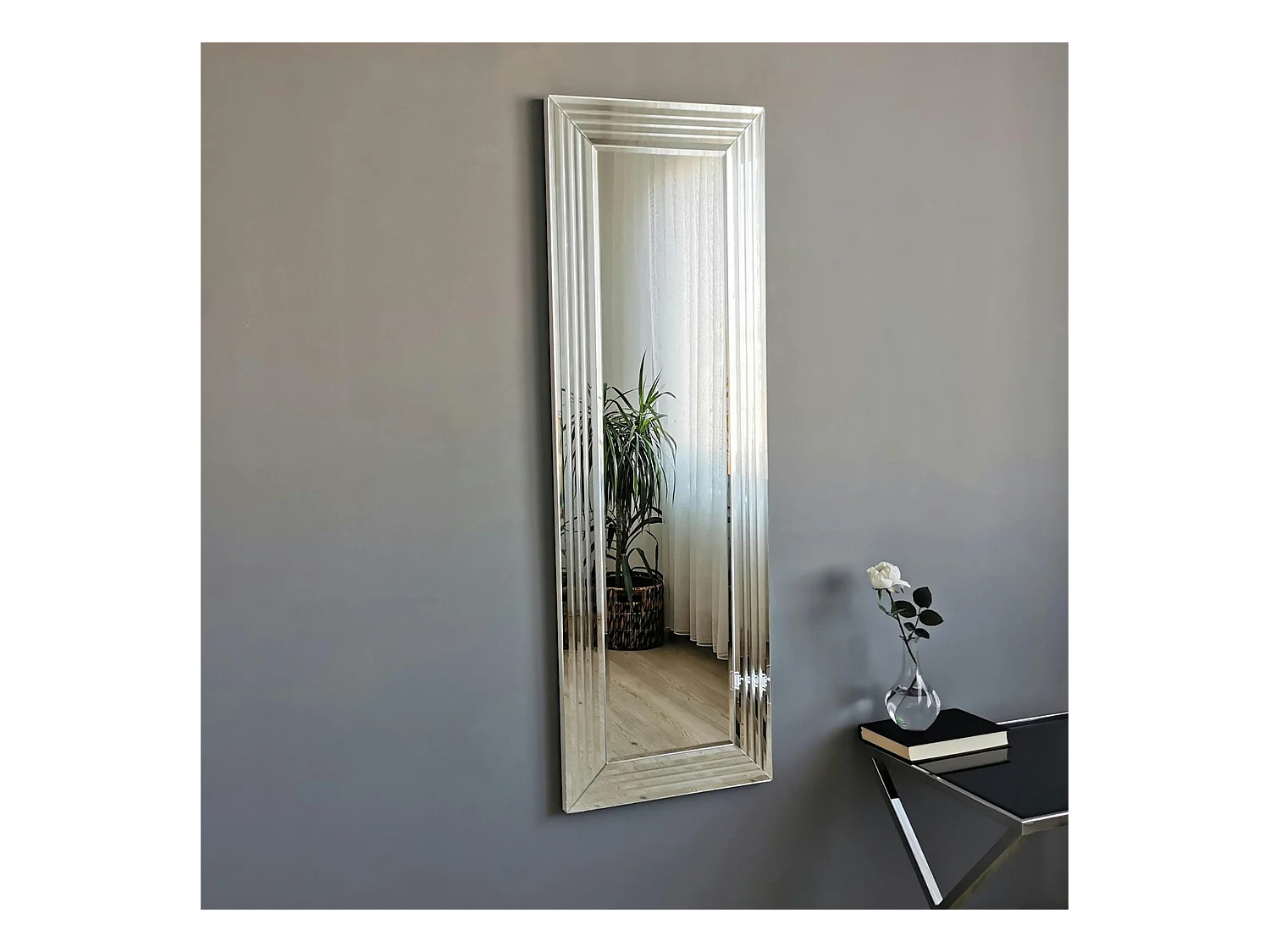 Miroir rectangulaire moderne chic - cadre rainuré 120 cm CODY