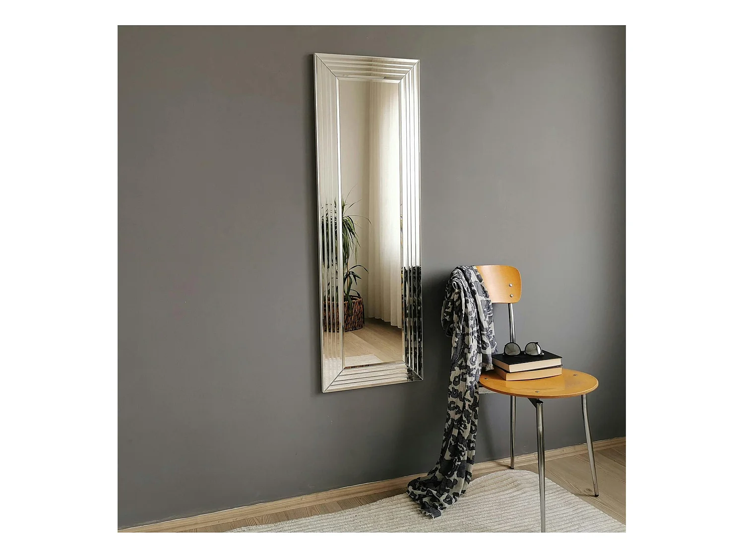 Miroir rectangulaire moderne chic - cadre rainuré 120 cm CODY